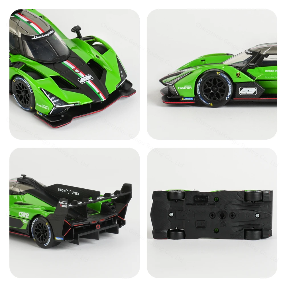 Bburago 1:43 Lamborghini SC63 LMDh vehículos estáticos fundidos a presión modelo coleccionable juguetes de coches de carreras