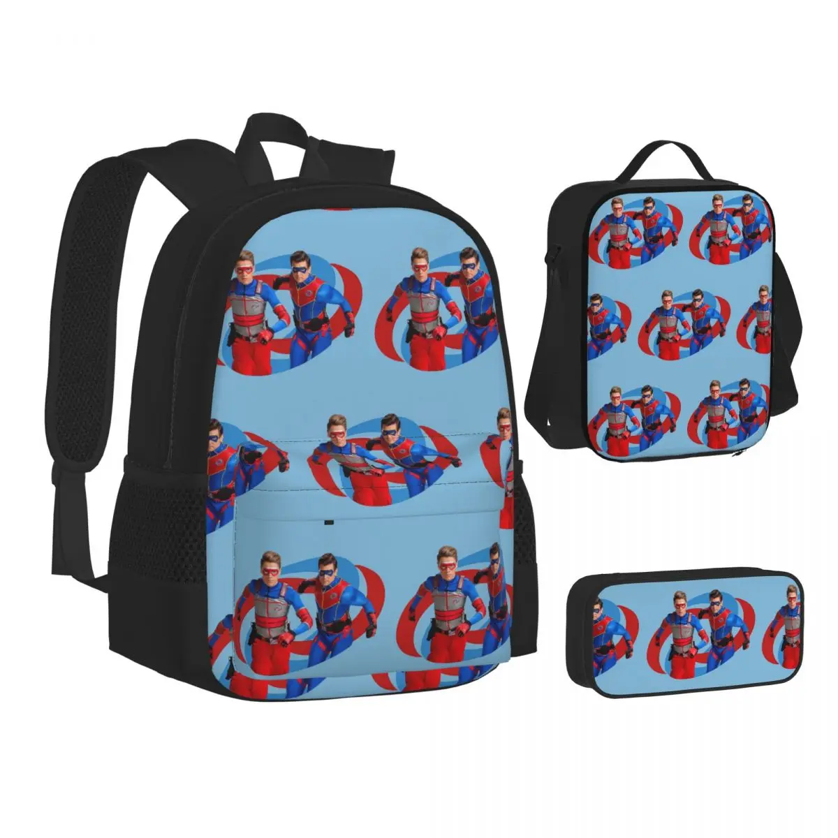 Henry Danger - Action Log Backpacks Boys Girls Bookbag School Bags Kids Rucksack Lunch Bag Pen Bag Three-Piece Set