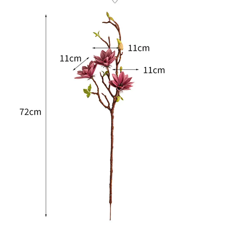 Realistische künstliche Magnolien-Blumenstiel, künstlicher Farbverlauf, Lotusblütenzweig für Hochzeit, Party, Zuhause, Tischdekoration, Zimmer, gefälschte Blume – Detail 4