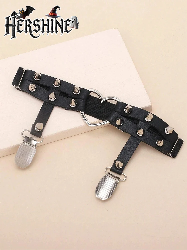 HERSHINE Цельный комбинированный комплект для женщин, черные леггинсы с острыми ногтями в форме сердца, аксессуары Y2K в стиле панк и готики на Хэллоуин