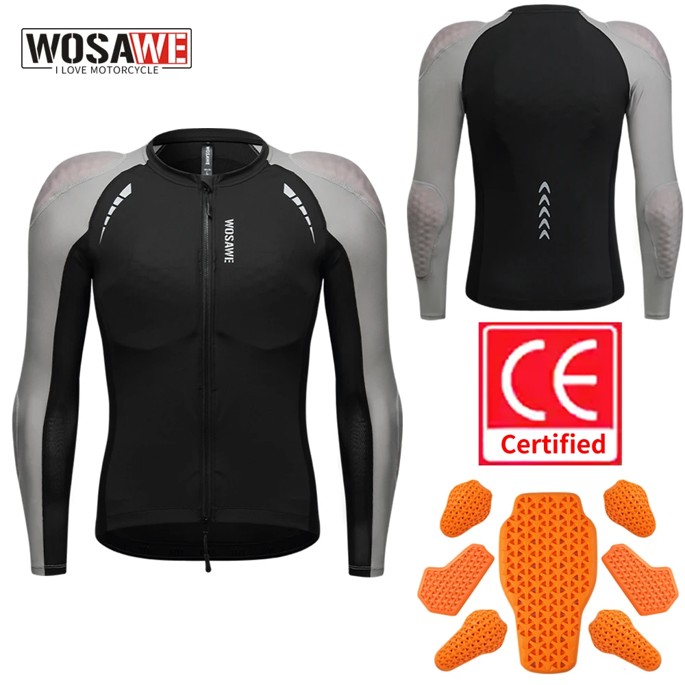 

WOSAWE Motorcycle Riding Jacket CE Certified Men Summer Breathable Mesh Armor Motocross Protective Shirt with Removable Padding