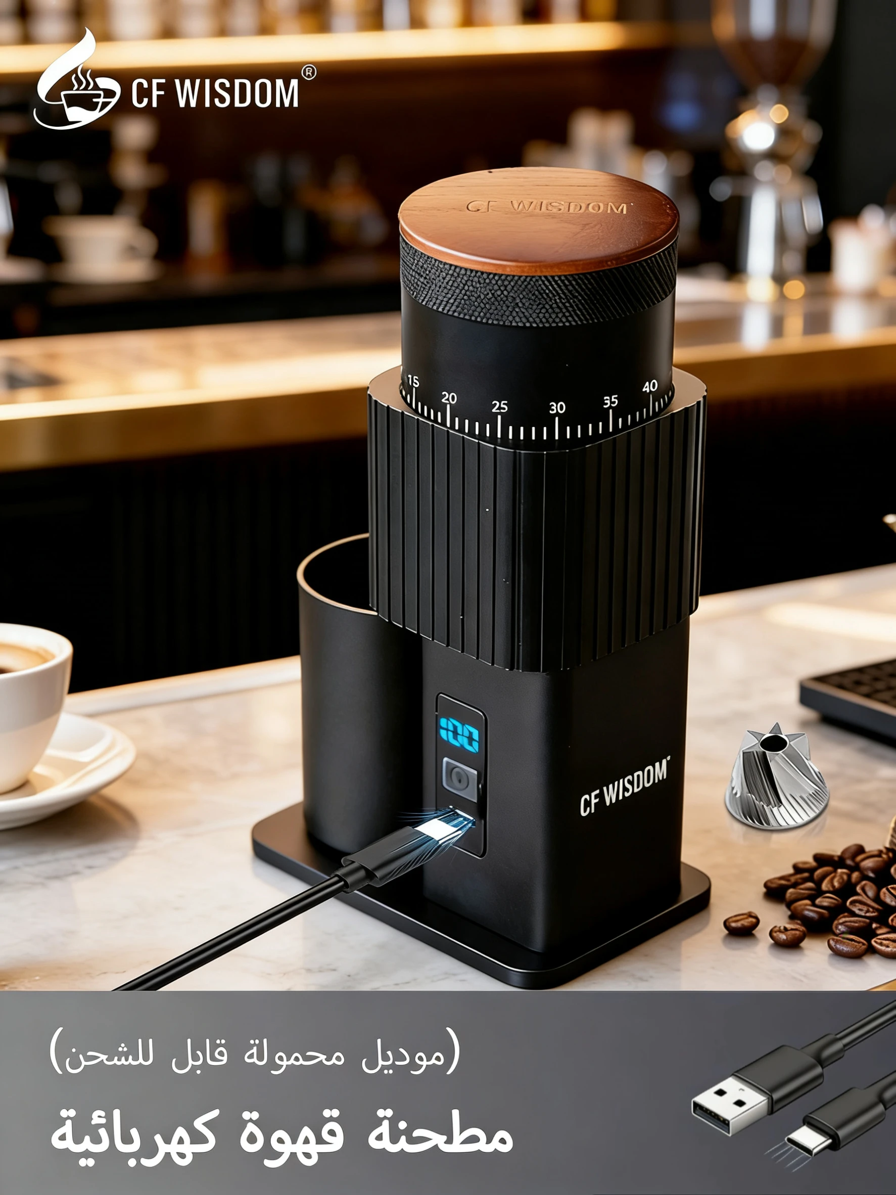 

Портативная электрическая кофемолка - Кофемолка для зерен из алюминия, 420 стальных лезвий, дорожная кофемолка для дома/кемпинга, для кофе/чая