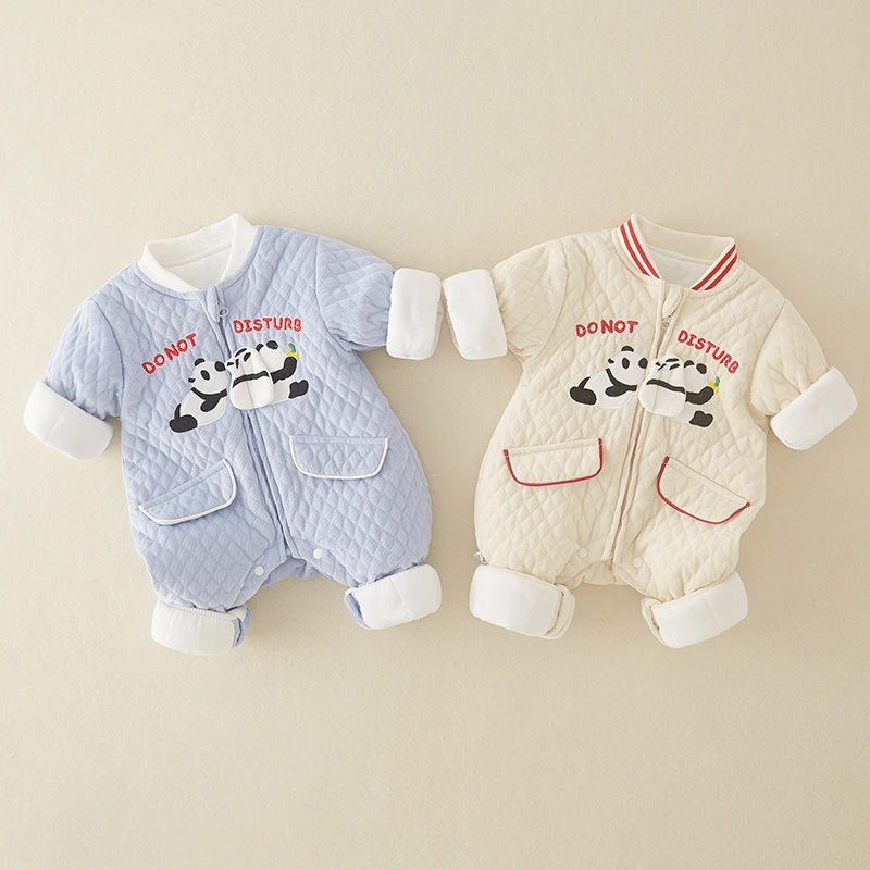 Traje de bebé recién nacido Otoño Invierno traje fino de algodón Rer para niñas lindo diseño de dibujos animados ropa de bebé traje cálido al aire libre