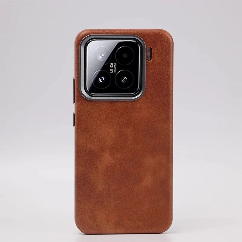 

HOCE Роскошный кожаный магнитный чехол для телефона в стиле ретро для Xiaomi 15 Pro 14 Pro для Magsafe с беспроводной зарядкой, защитный чехол для объектива из сплава