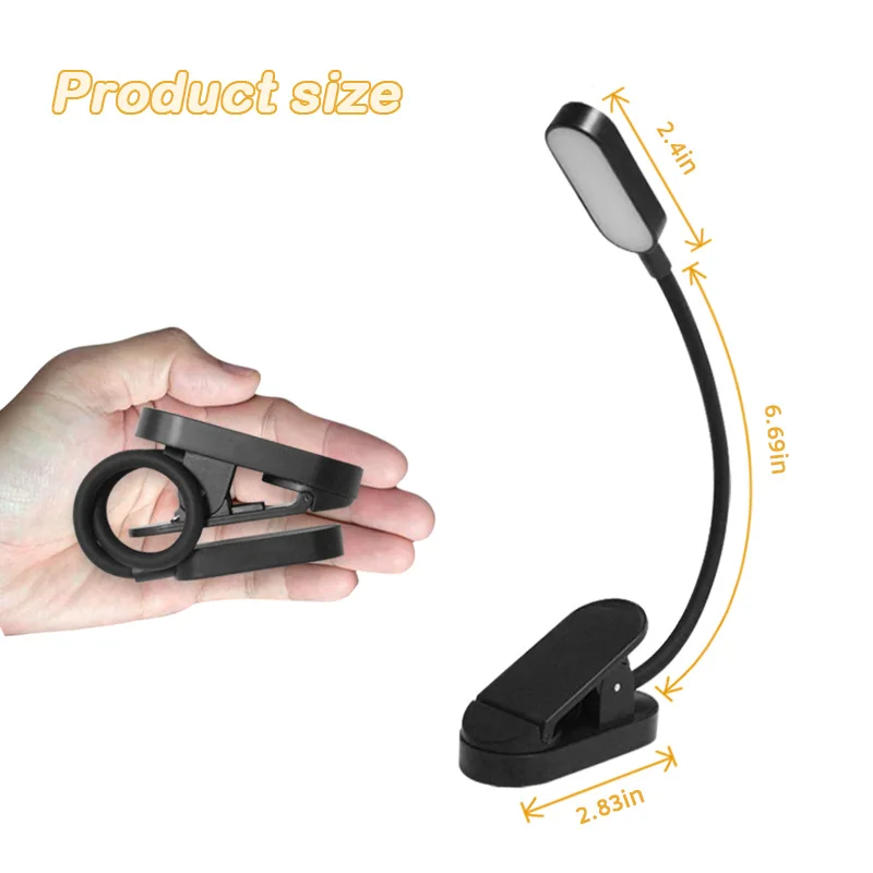 USB Rechargeable Book Lights 9 LED Lamp Beads Reading Light 3-Level Warm Cool White Flexible Easy Clip Night Reading Lamp
