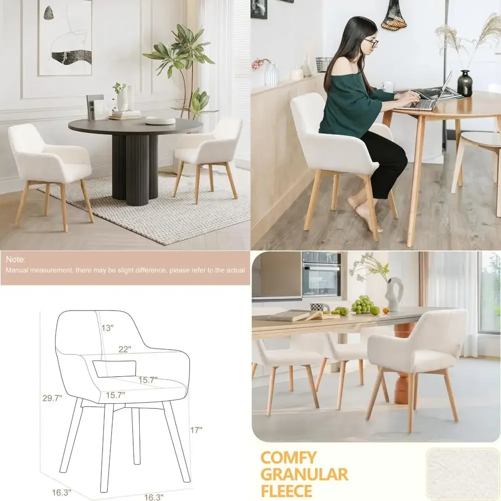 

mid-century modern dining chairs - set of 2, 4, or 6 - plush upholstered chairs for kitchen, dining, living room, and bedrooms