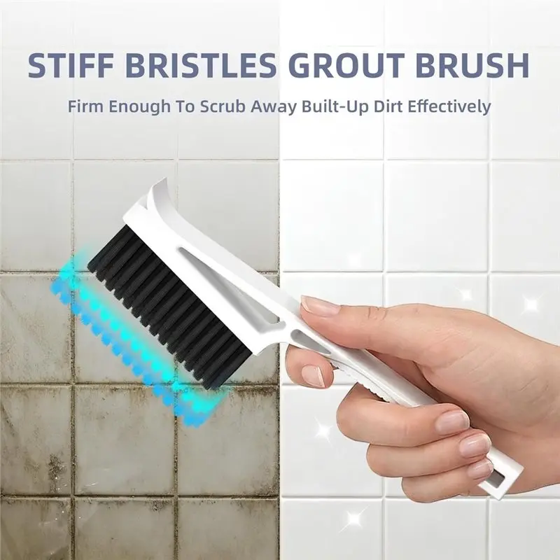 ABZL Stiff Grout Scrub Brushes, V Shape Grout For Cleaning Cleaner Brush 2PCS For Cleaning Bathrooms, Shower Tiles