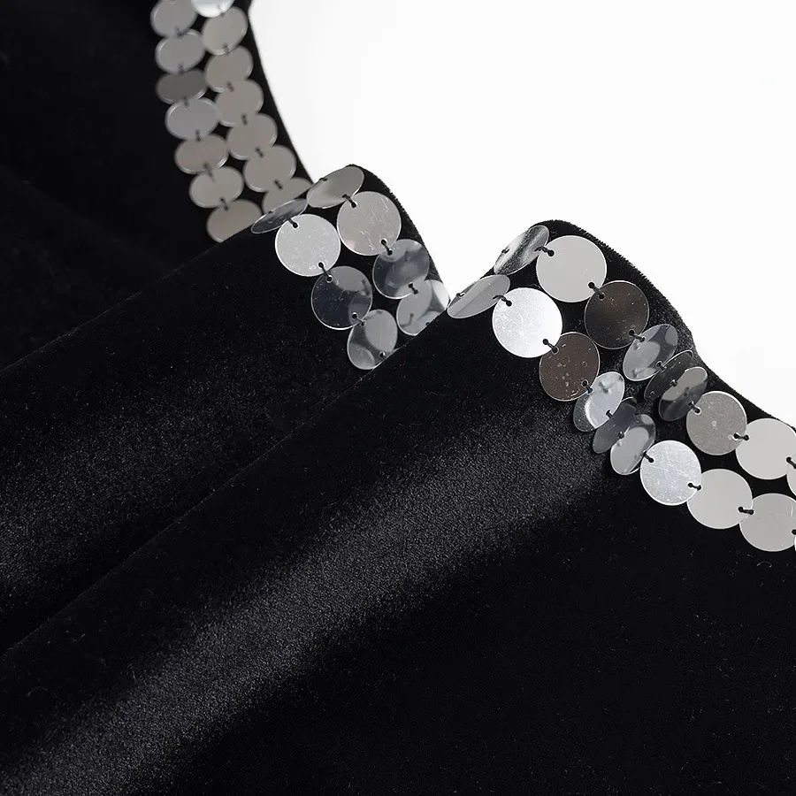 مثير الجوف خارج سبليت التخسيس فستان طويل الرقبة طويلة الأكمام فستان أسود مخملي العمل مكتب سيدة الترتر سليم فستان بأكمام طويلة