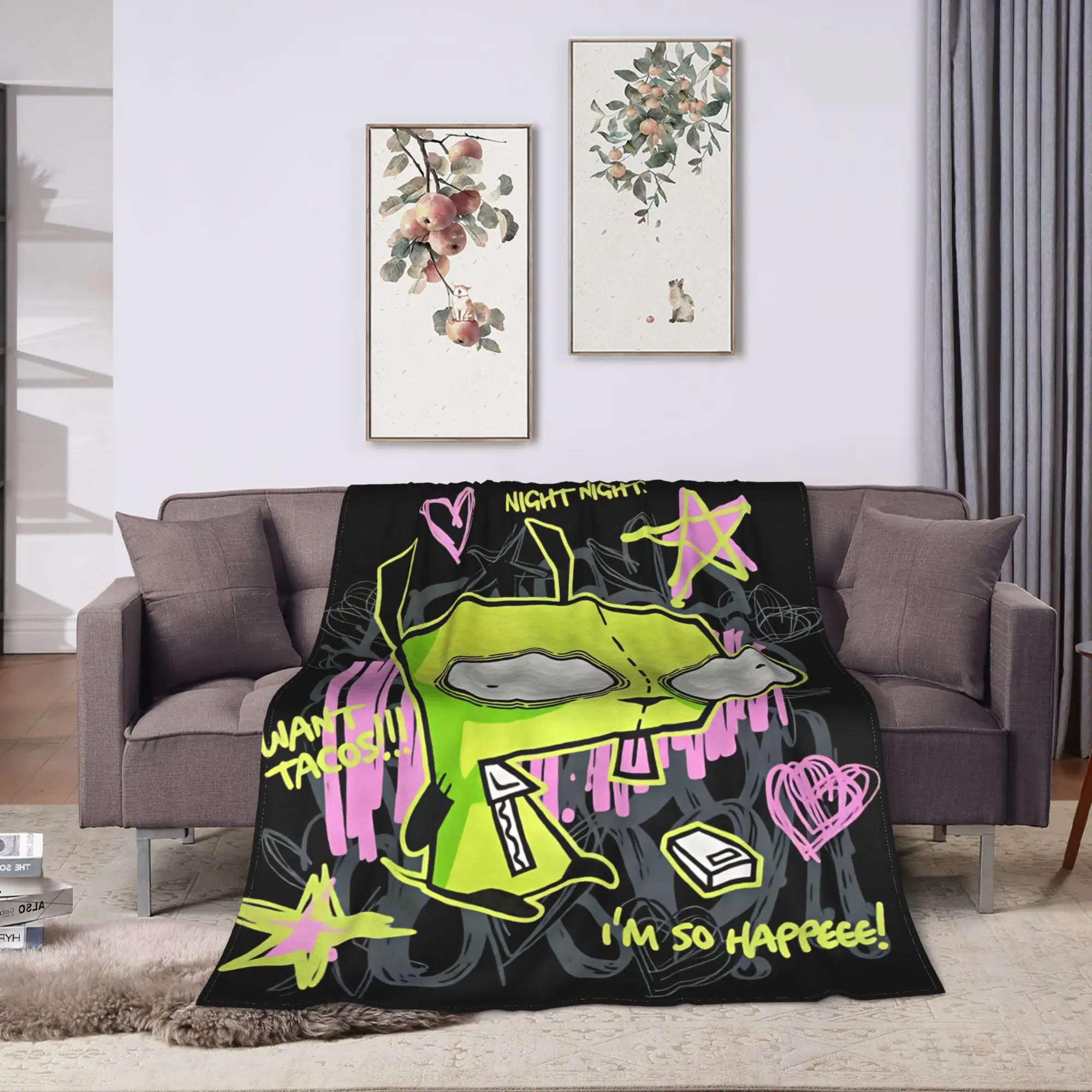 2026 New Invadered Zimed Cartoon Flannel Blanket Winter  Soft Bedding Throws for Kids Adult Home Decor Bedspread Sofa Bed Cover