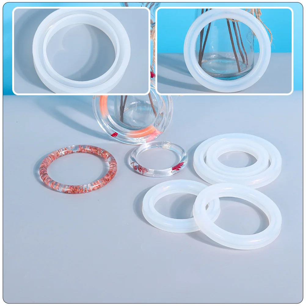 3 قطعة قالب إيبوكسي كريستال بسيط سوار ذاتي الصنع قوالب إسورة من السيليكون تضيف خرز لامع زهرة جافة للمشروعات اليدوية الممتعة #3