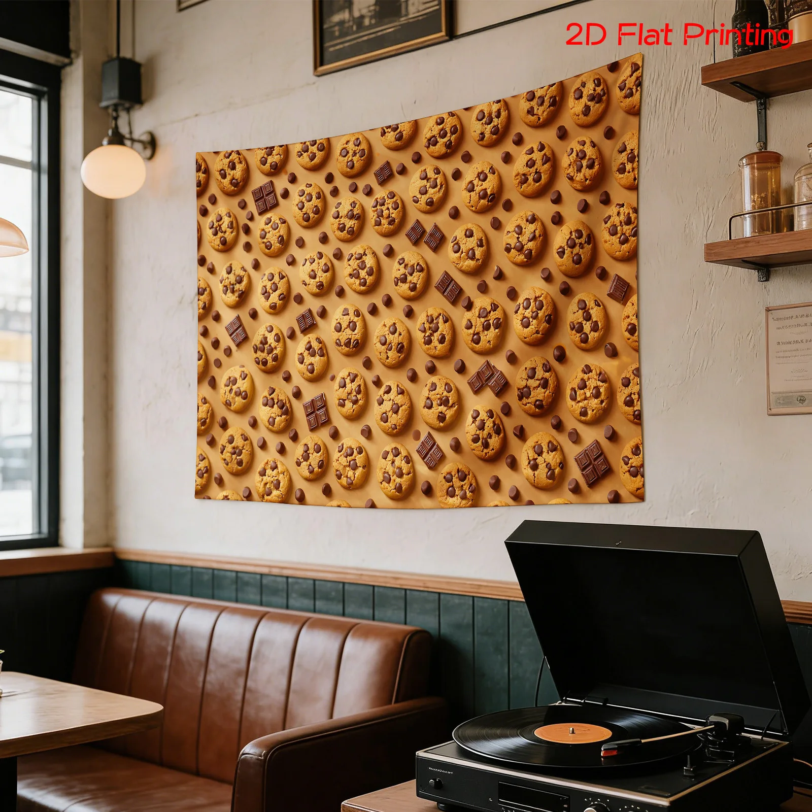 Vibrant Patterned Wall Hanging Art - Delicious Chocolate Chip Cookie Design for Kitchen Decor