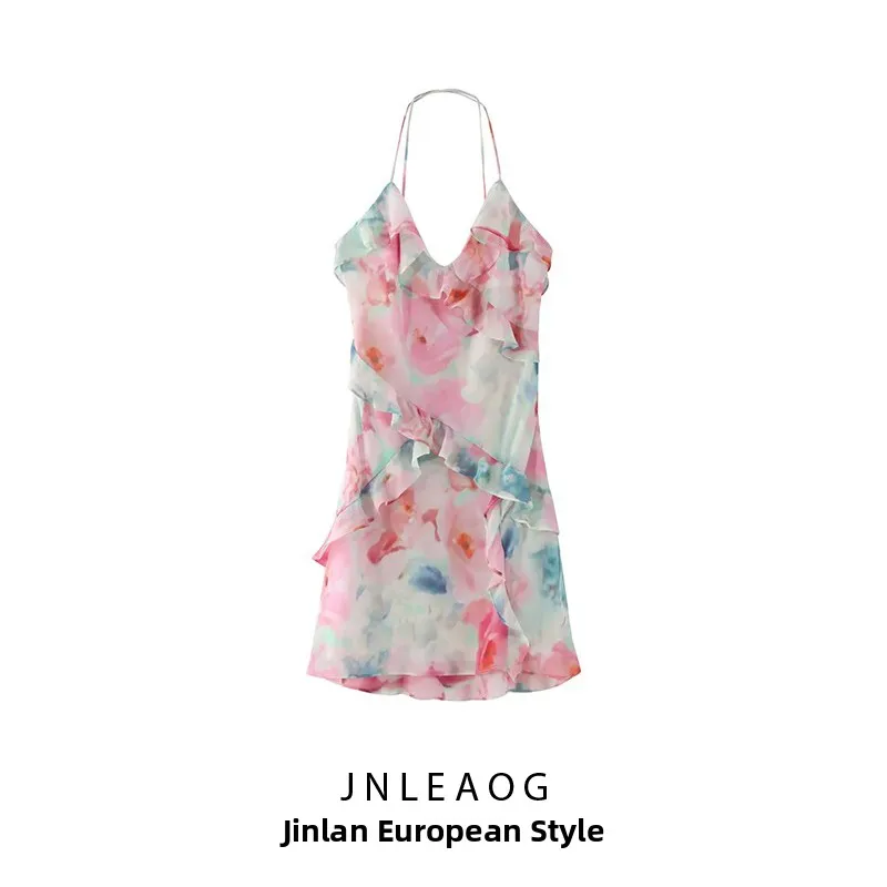 Vestido  de Design Novo para Mulheres JNLEAOG Outono com Decoração em Camadas Estilo de Rua Saia em A de Fibra de Poliést...