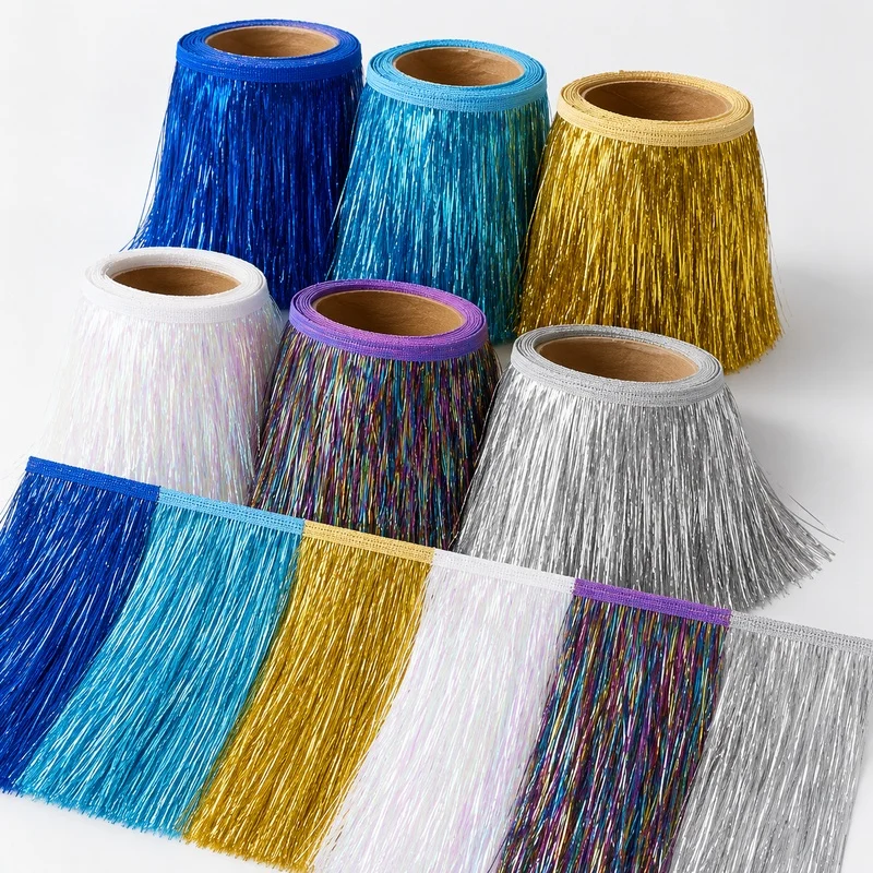 1-5Meters 15cm Polyester Tassel Fringe Trim Shimmering Ribbon for Dresses Curtains Handbags Costumes Theater Decor Sewing Craft