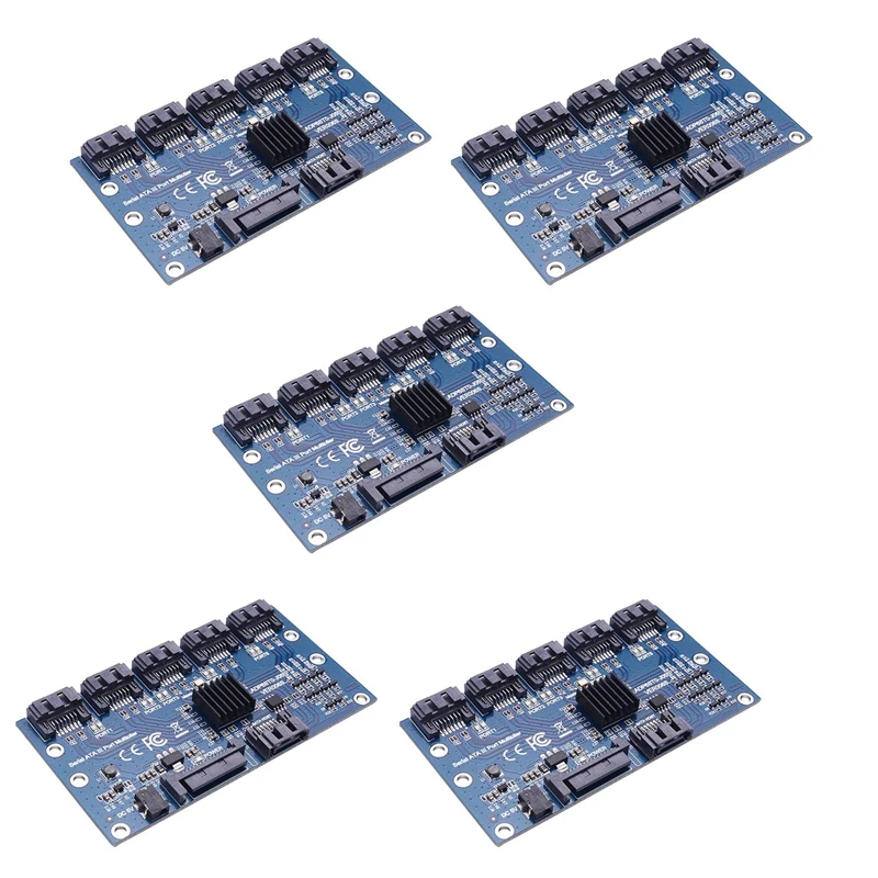 

5X Controller Card Motherboard Sata Expansion Card 1 To 5 Port Sata3.0 6Gbps Multiplier Sata Port Riser Card Adapter