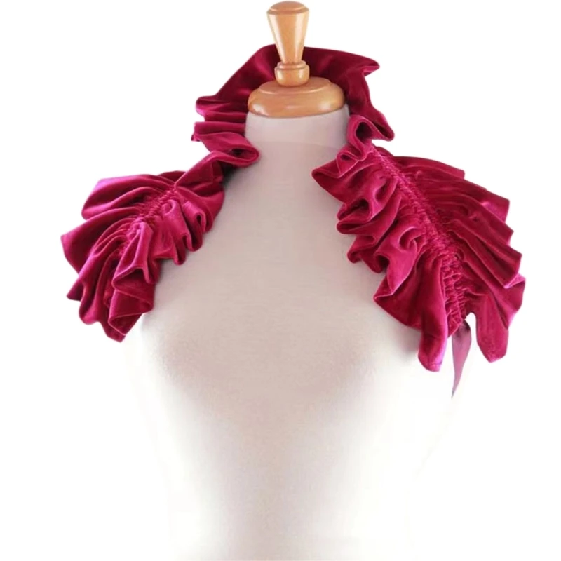 Vintage Victorian Ruffled Shrug Shawl Boleros False Collar Costume Jabot Cosplay Accessories for Women Dropshipping