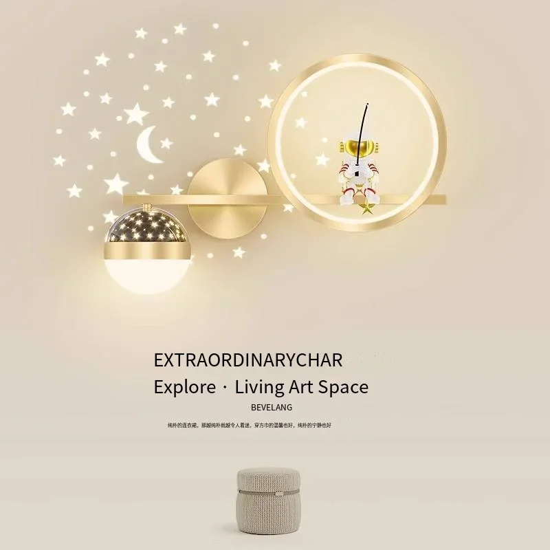 Modern Children's Room Cartoon Background Wall Lighting Creative Astronaut Bedroom Bedside Home-applicant Decor Sconce Lamps