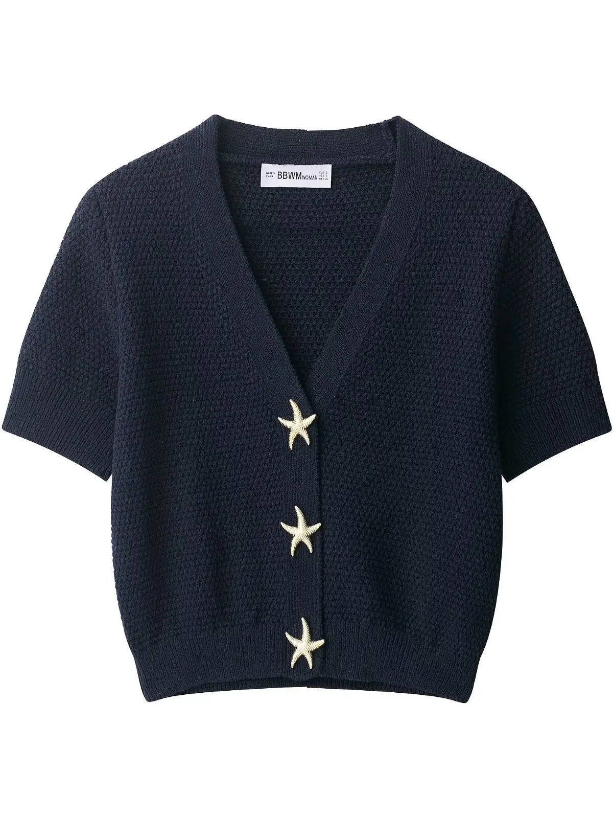 

ZARZ Knitted Jaet with Star Button Structure Faionable Women's Summer Open Cardigan Polyester Fiber Print Design