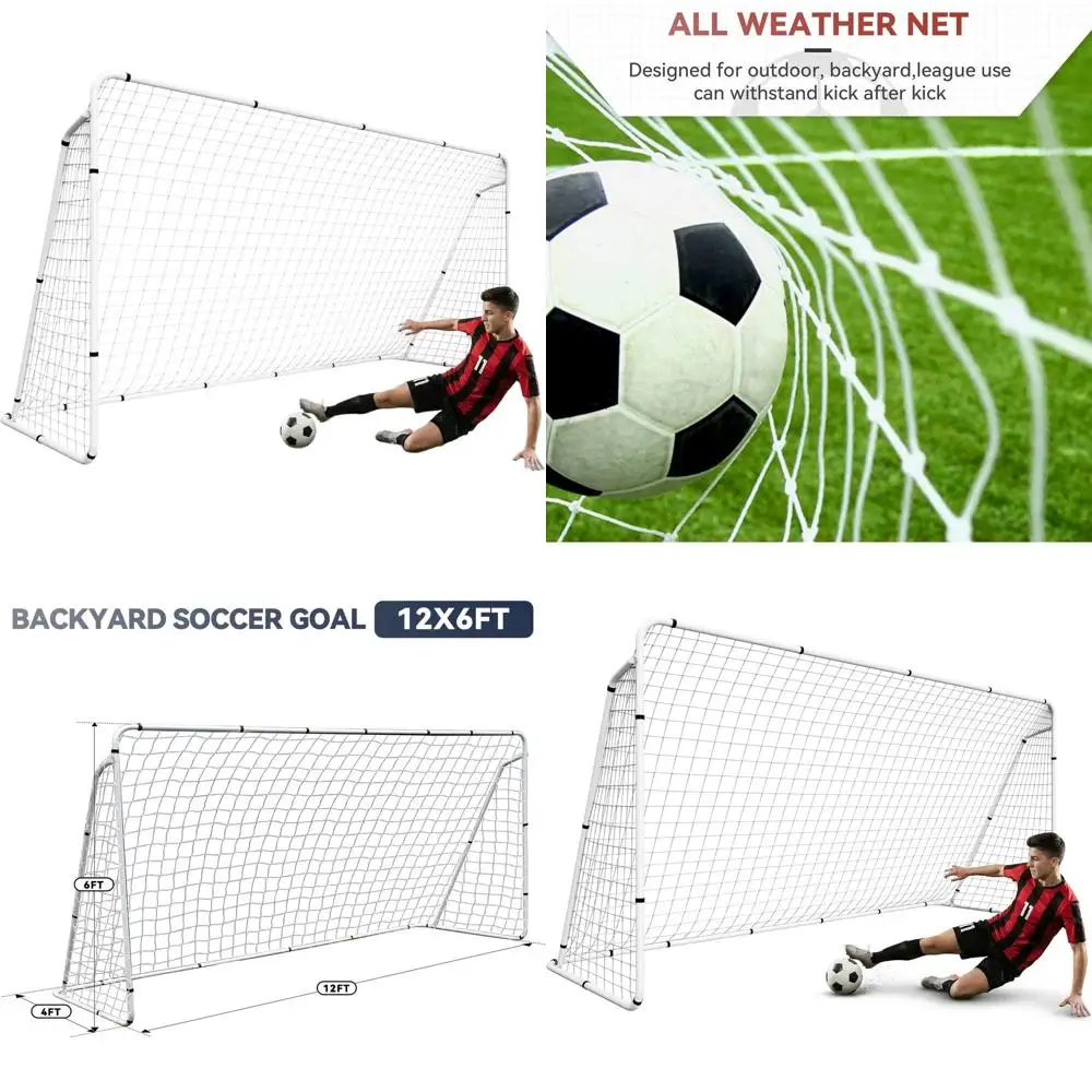

Portable Soccer Goals for Kids and Adults: Ideal for Backyard Practice and Training, Available in 12x6, 10x6.5, and 8x5 Sizes
