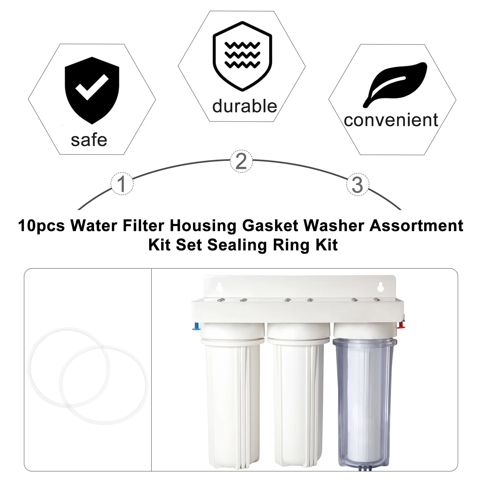 

10pcs Replacement O- Gasket Kit For Water Filter Housing Silicone Sealing Rings Assortment Leak Repair Seal Washer
