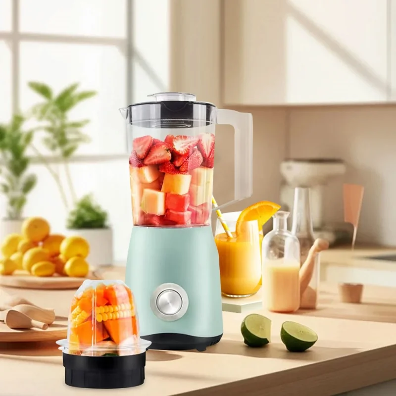 

Electric Fruit Juicer Multifunctional Cooking Machine Mini 1.5L Double Cup One Button Type Juicer Auxiliary Food Machine