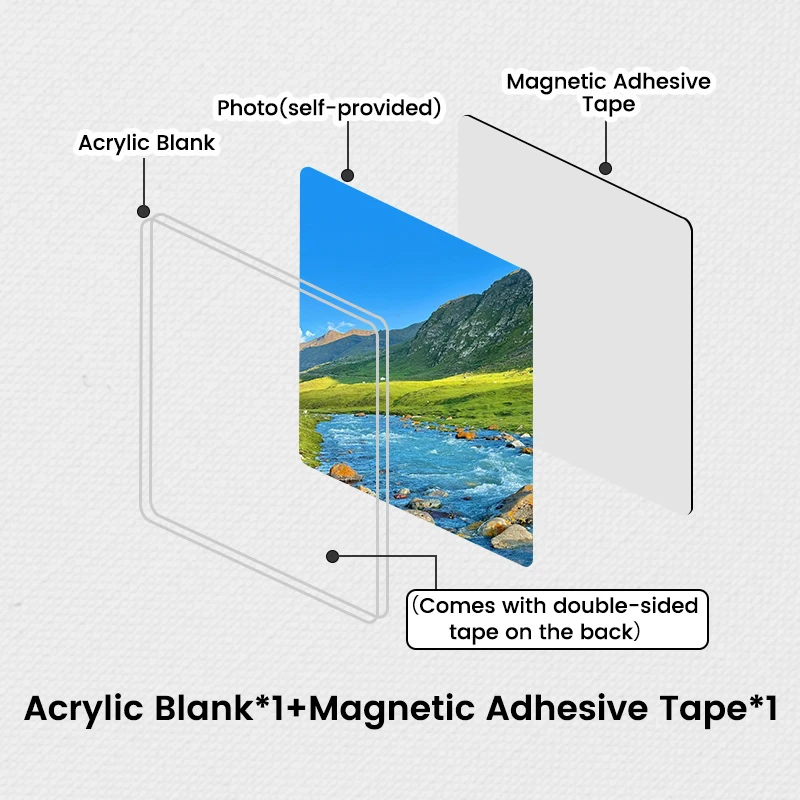 Tyvok DIY Refrigerator Magnetic Suction High Transparent Acrylic Square Circular Heart with Magnetic Clip Home Decoration Gift