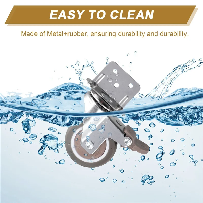 M04K Side Mount Casters, 2 Inch Furniture Wheels, Lshaped Rubber Casters Set Of 8, 360-Degree Locking Swivel Top 8Pack