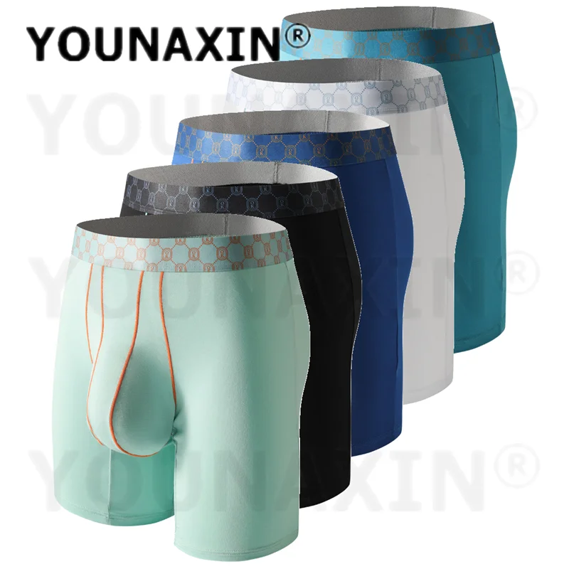 5 Pcs Men's Sexy Boxers Briefs Bamboo Fiber Underwear Sports Shorts Breathable Undies Quick Drying EU Size M L XL 2XL YOUNAXIN