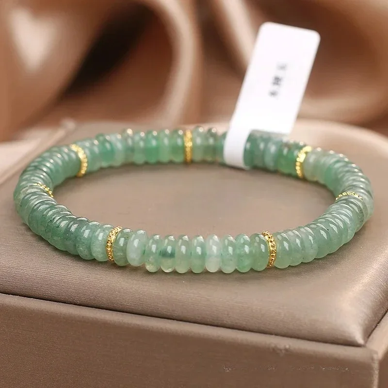 Natural Dongling Jade Abacus Beads Bracelet Women's Green Fresh White Chinese Style Natural Crystal Girlfriend Luxury HandString