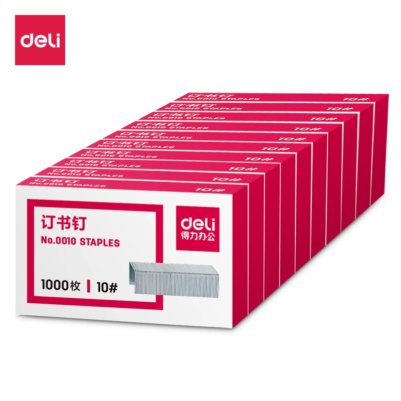 1000PCS/BOX Deli 0010 Universal 10# Staples 9.3x5mm Binding Staples for 12 Sheets 70g Paper Office School Supply