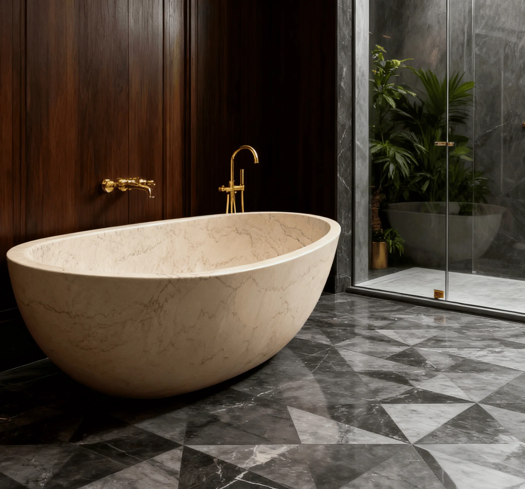 Luxury Stone Baths,Hot Selling Modern Natural White Marble Bathtub Dark Veins   Standing For Bathroom Villa Includes Drainer-