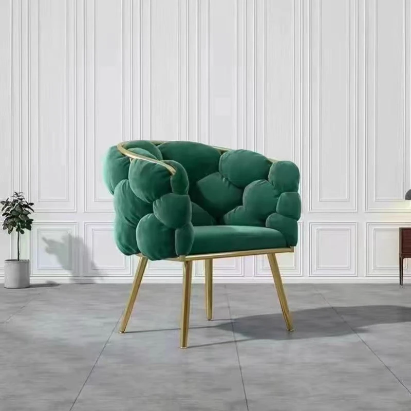 INS puffs velvet armchair Nordic luxury dining chairs makeup backrest soft stool Cofe waiting bubble chair design Home furniture