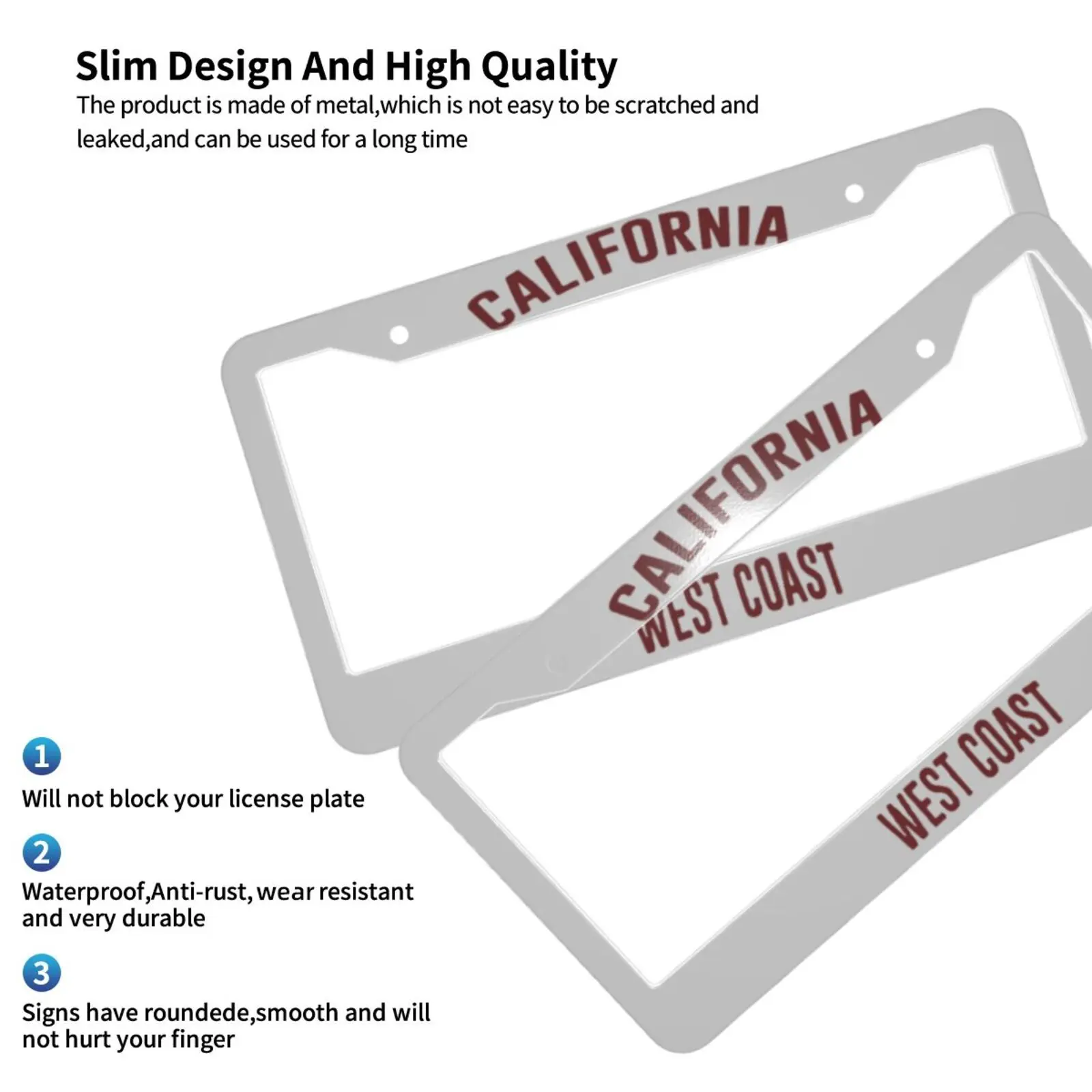 California West Coast License Plate Frames Holder Aluminum Novelty Decorative Protector with Screws Car Decoration Accessories view 5