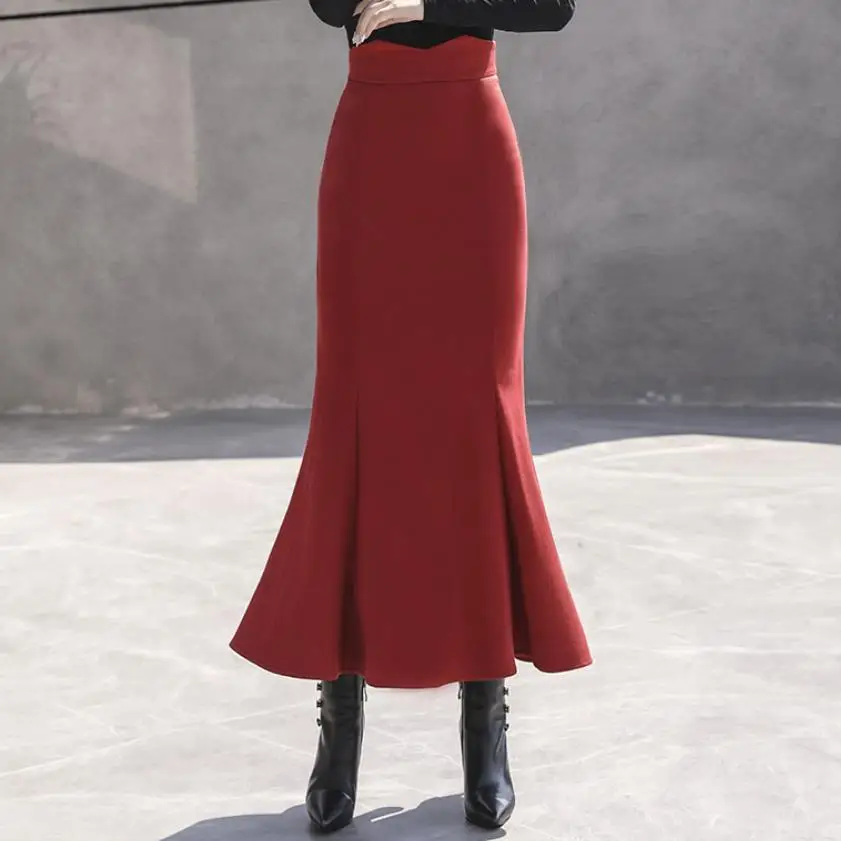 Autumn ol mermaid skirt women high wasit office lady package hip trumpet skirt