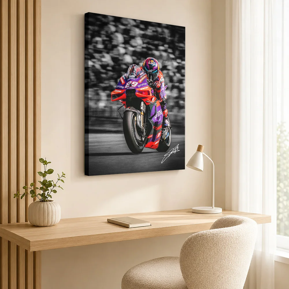 Jorge Martin MotoGP Canvas Print Poster Contemporary Sports Style Wall Decor With Customized Photo For Garage Ideal Rider Gift