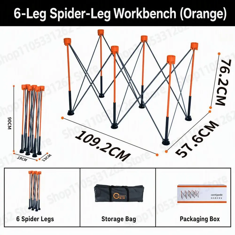 Heavy Duty Spider Workbench 6  8 Legs, Folding Stand for Full Board Cutting, Quick No Tool Setup, Woodworking Garage Support