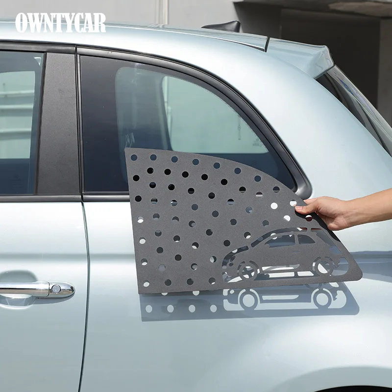 

For Fiat 500 2007-2025 Aluminum Alloy Black Car Rear Triangular Glass Window Honeycomb Decorative Panel Sticker Accessories