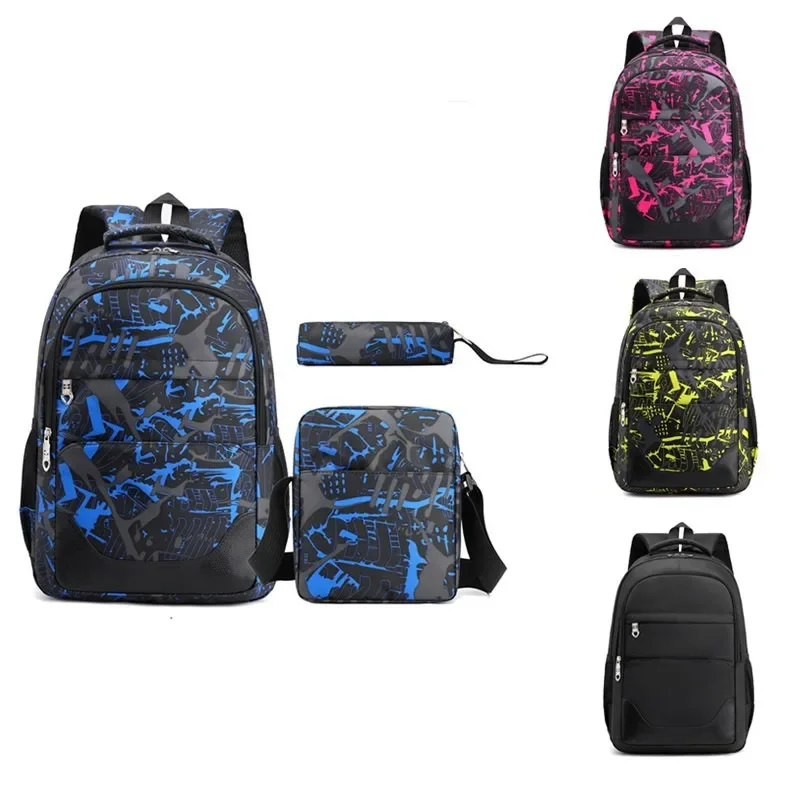 3Pcs/Set Children School Backpack Large-Capacity Orthopedic Schoolbag For Boys Girls Laptop Backpacks Teenage Nylon School Bags