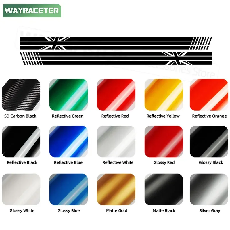 2 Pcs/Set Union Jack Graphics Vinyl Decal Door Side Stripes Sticker For MINI Cooper 2024 SE J01 F65 F66 F67 JCW 2025 Accessories