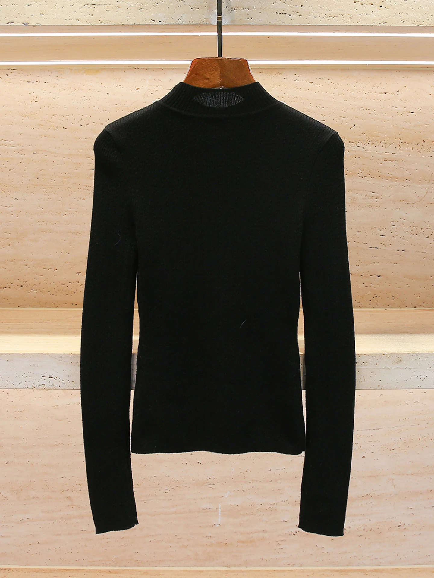 French Sle Slim Fit Knitted Sweater Women's Base Layer Top with Beads Autumn Winter Faion Versatile High End Ladies' Wear