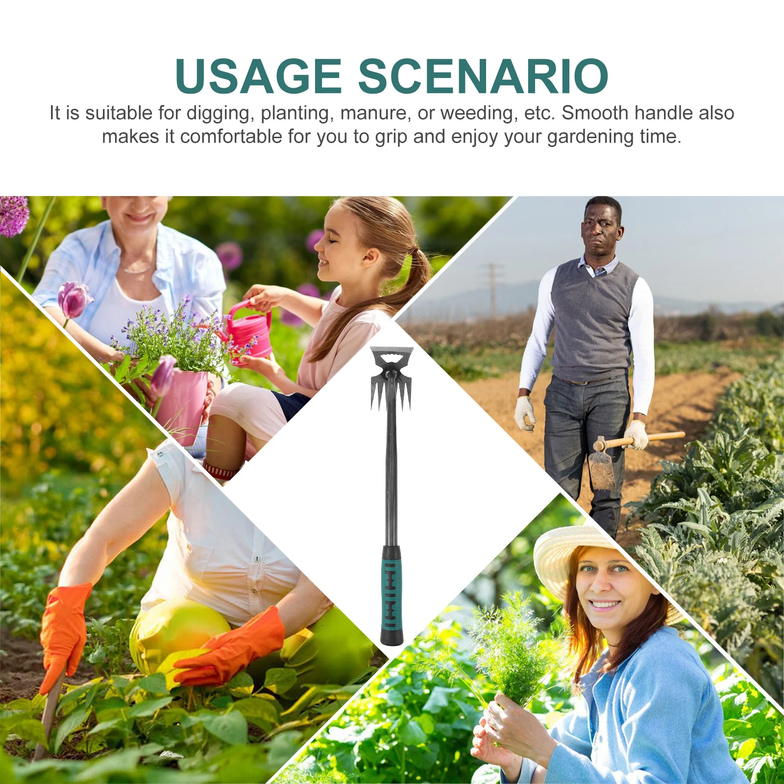 أداة إزالة الأعشاب الضارة متعددة الوظائف من الفولاذ لإزالة الأعشاب الضارة، شوكة إزالة الأعشاب الضارة اليدوية المتينة، أدوات البستنة في ساحة الحديقة، العنيد