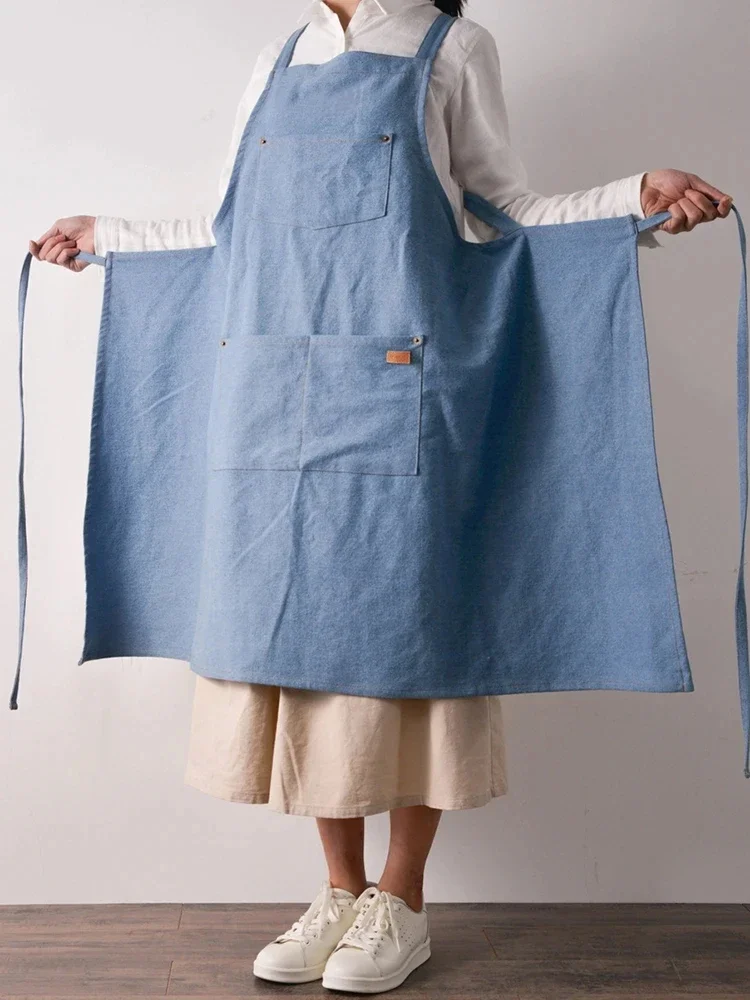 Uniform Lady Household Baking Woman For Cooking Fabric Denim Cleaning Apron Cotton Kitchen Accessories Aprons Dress Unifo Garden