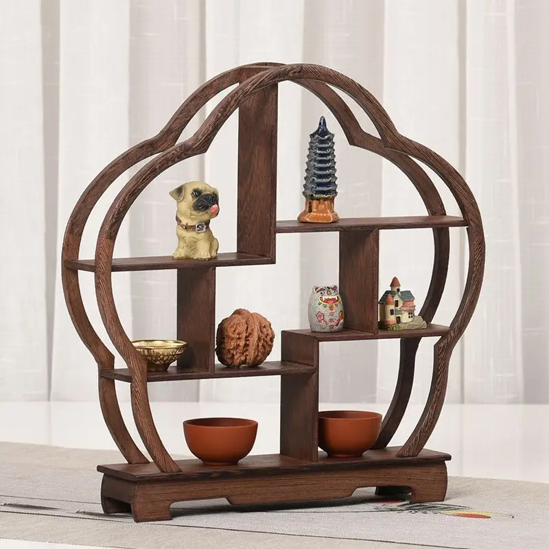 

Небольшая стойка для хранения чайных сервизов из цельного дерева, деревянная рамка для богу с куриными крыльями, полка для чайника с фиолетовым песком