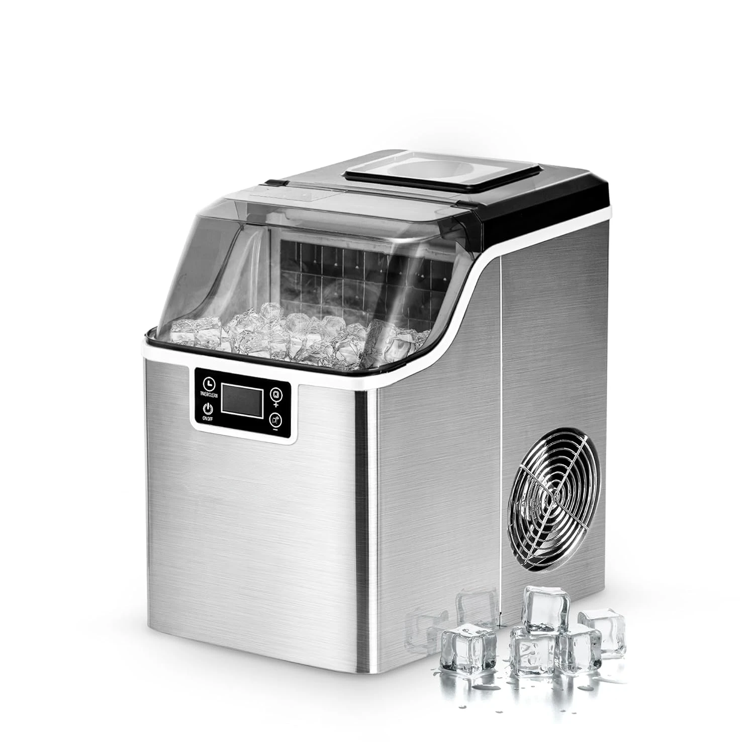 Ice Cube Maker Machine, bancada, 2 maneiras de adicionar água, 24 pcs pronto em 13 minutos, 45Lbs/Day