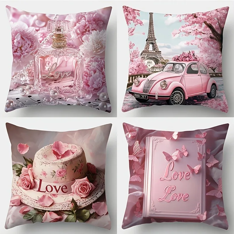 

Румяно-розовая тематическая наволочка «Любовь» - наволочка с принтом парфюмерии/мидого автомобиля для дивана, спальни, гостиной