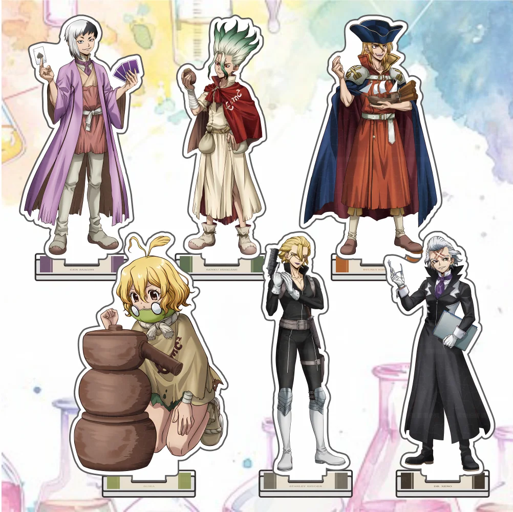 LLavero de acrílico de Dr.Stone de anime, modelo de personajes de encanto de cosplay Senku Tsukasa Taiju kuromu, llavero para fanáticos, regalos de navidad