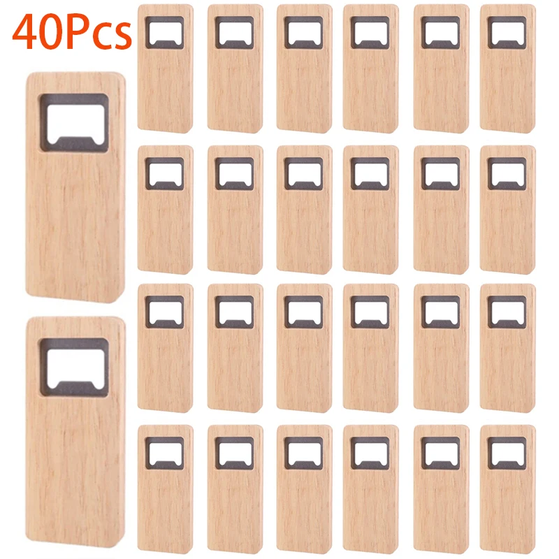 40Pcs Wood Beer Opener Wooden Handle Openers Bar Kitchen Accessories