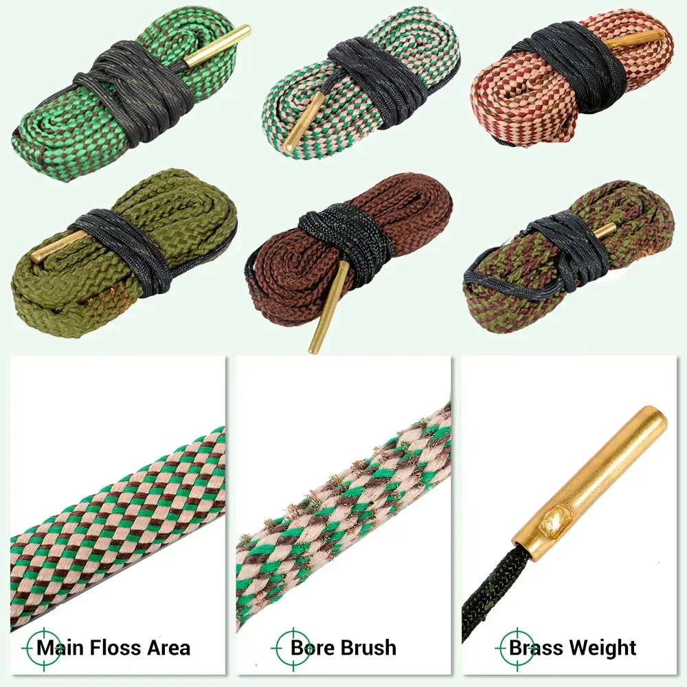 الصيد بندقية تتحمل الأنظف حبل. 22 Cal.223 Cal.38 Cal & 5.56 مللي متر 7.62 مللي متر 12GA بندقية تنظيف مجموعة فرش أداة بندقية برميل عيار حبل #2