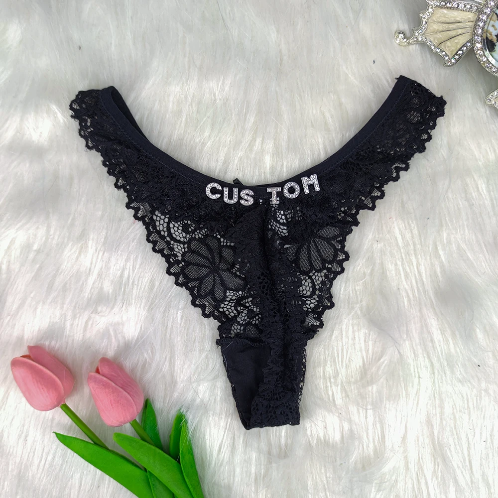 Custom Name Thong Hotwife Lace Lingerie  Letter String Personalized Gifts UnderwearSoft Tanga DIY Sexy Female Hot Bikini Panties