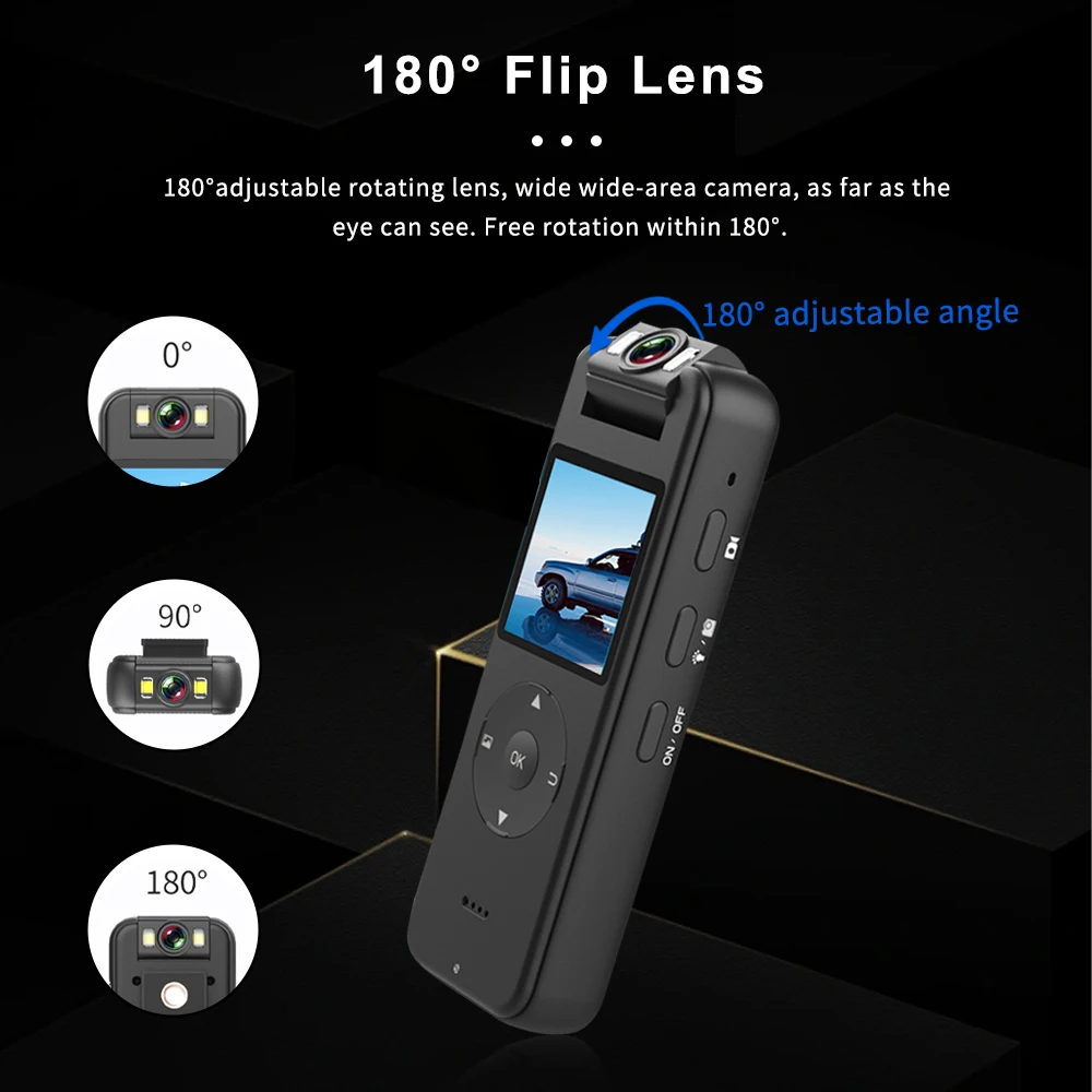 Mini Body Camera 4K HD WiFi motorcycles Sports Rotating lens Night Vision Digital Video Recorder Police security Wearable Camera