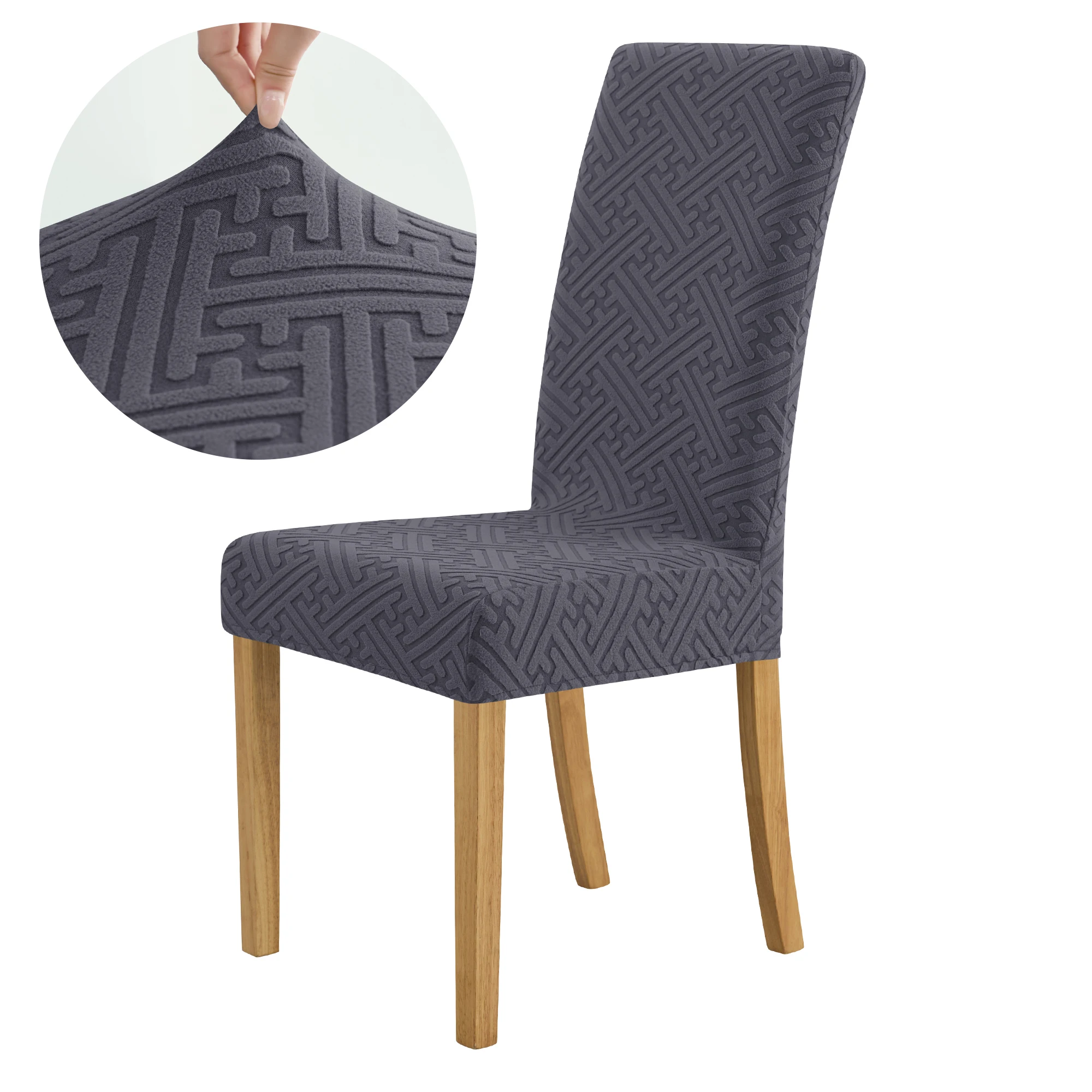 Elastic Jacquard Chair Cover For Dining Room Thick Dustproof Chair Cover Slipcover For Dining Kitchen Hotel Wedding Banquet
